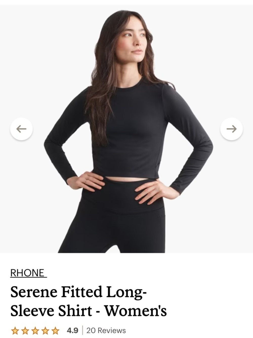 RHONE Serene Fitted Long-Sleeve Top in Black